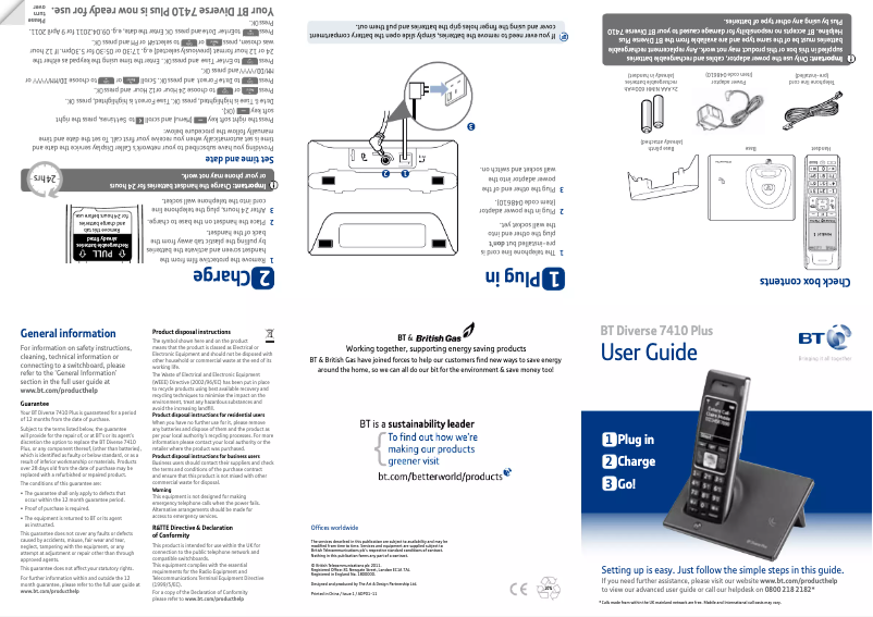 First page image of the manual for Diverse 7410 Plus