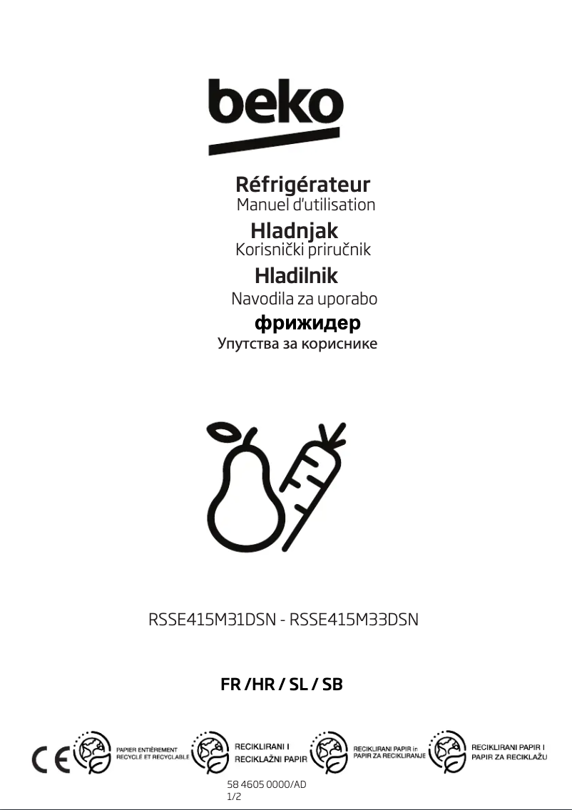 Page 1 of the manual User Manual Beko RSSE415M33DSN