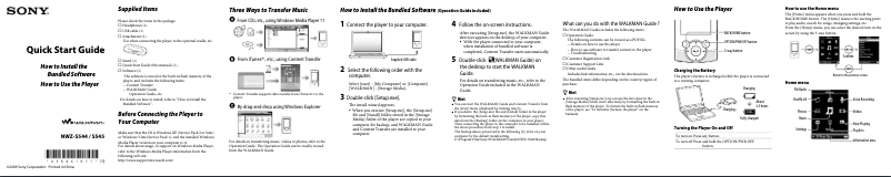 First page image of the manual for Walkman NWZ-S545