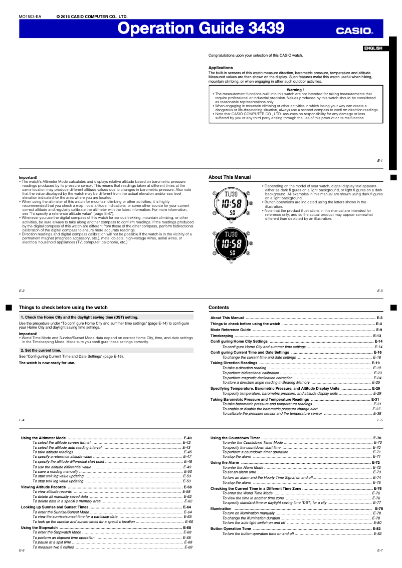 First page image of the manual for 3439