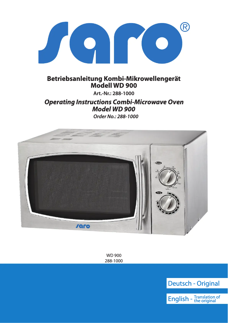 Page 1 of the manual User Manual Saro WD 900