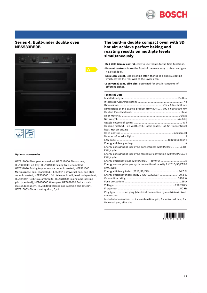 First page image of the manual for NBS533BB0B