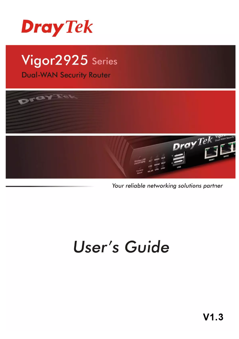 Page 1 of the manual User Manual Draytek Vigor 2925ac