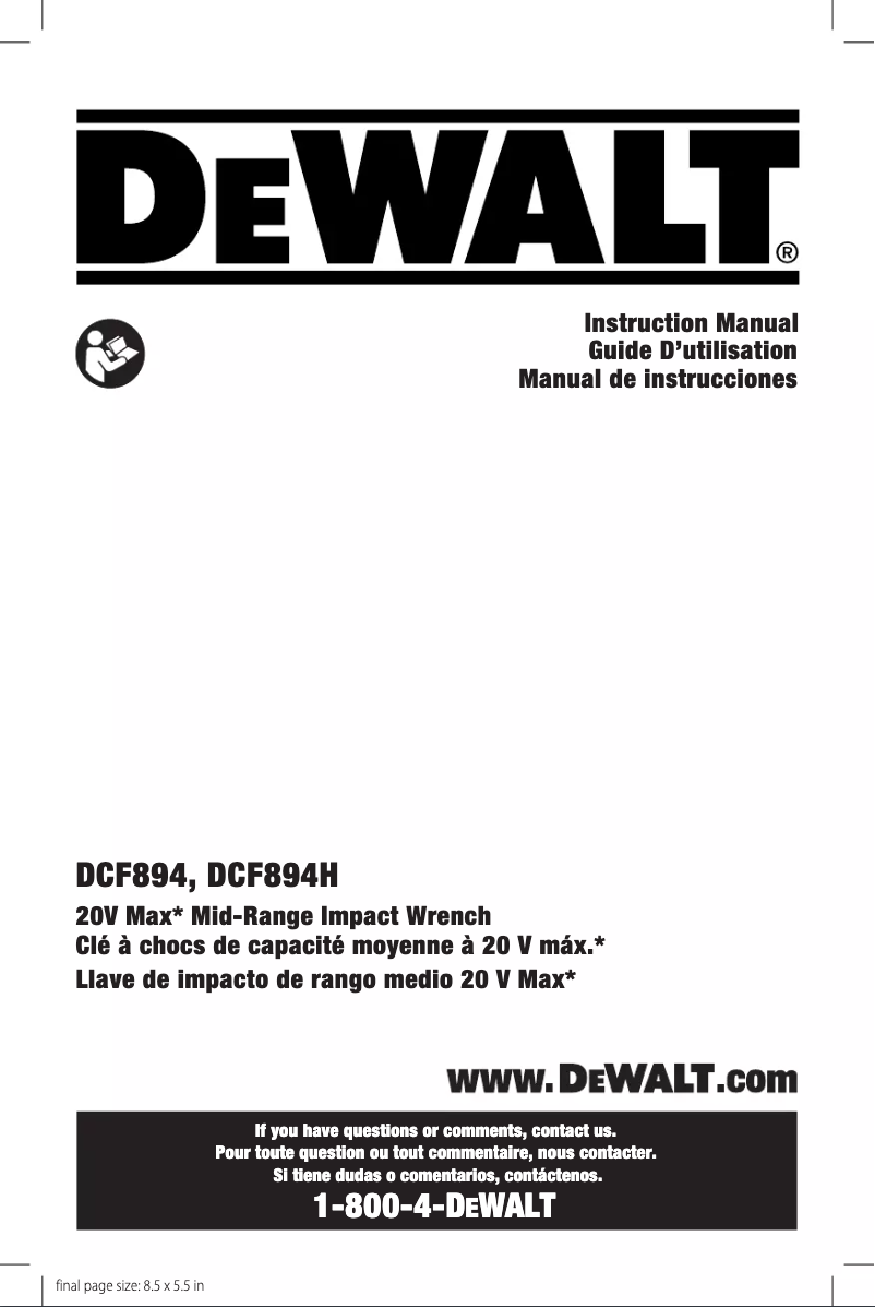 Page 1 of the manual User Manual DeWalt DCF894