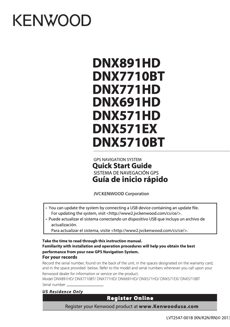First page image of the manual for DNX771BT