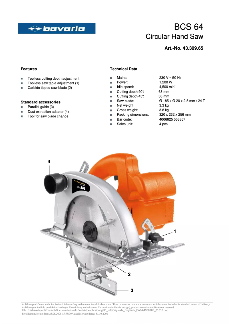 First page image of the manual for BCS 64