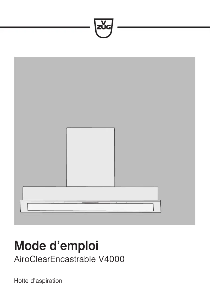 First page image of the manual for AiroClearEncastrable V4000