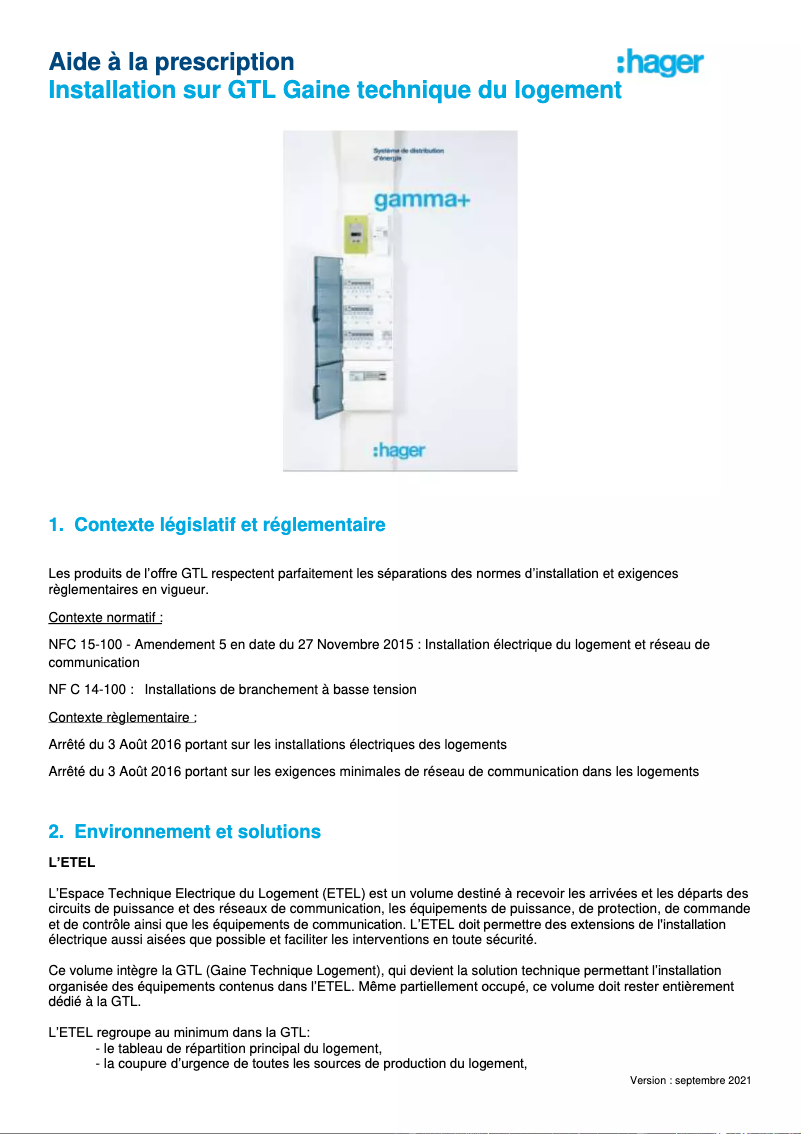 Page 1 of the manual Catalogue Hager KN26P