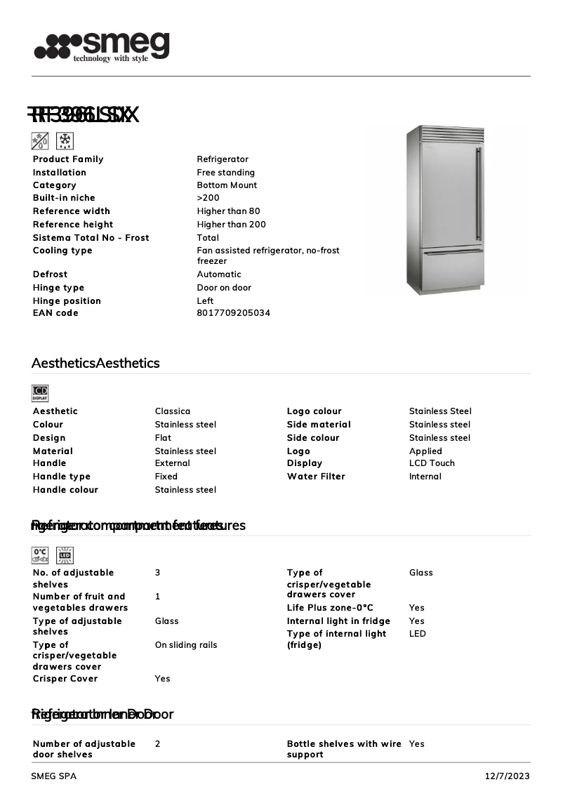 First page image of the manual for RF396LSIX