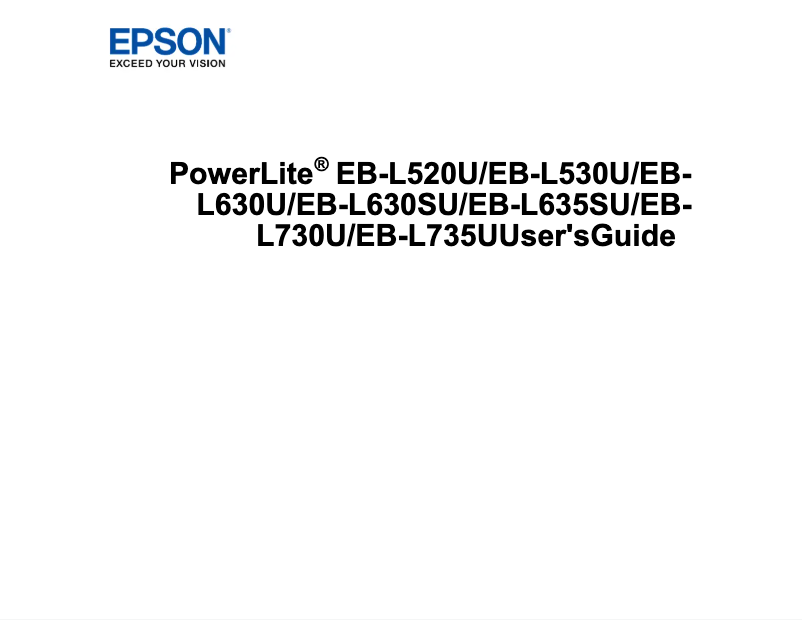 Image de la première page du manuel de l'appareil PowerLite EB-L635SU