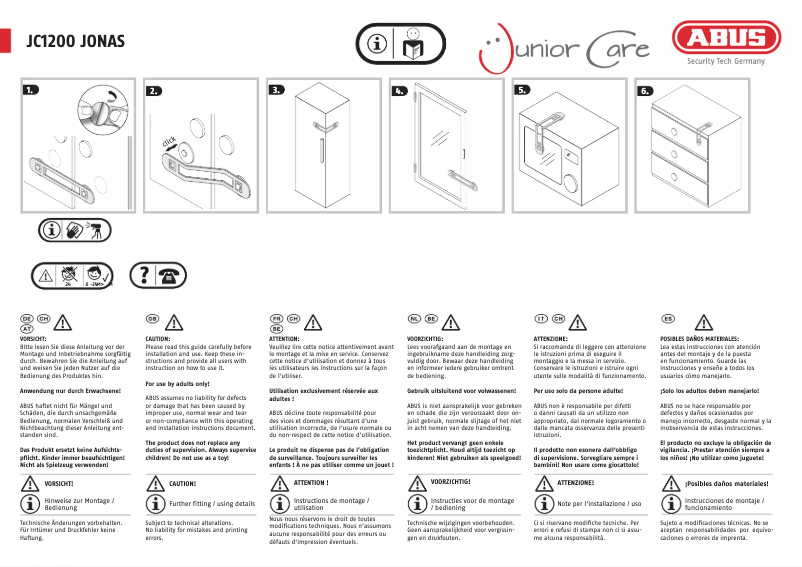 Page 1 de la notice Instructions / montage Abus JC1200A