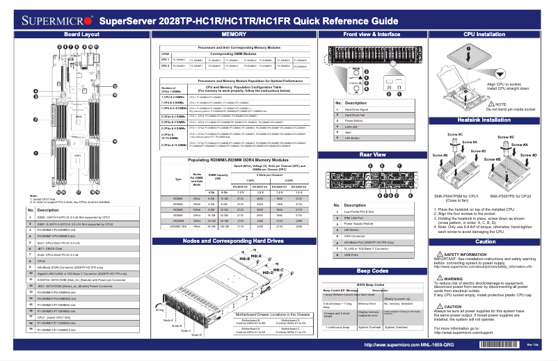 First page image of the manual for SuperServer 2028TP-HC1FR