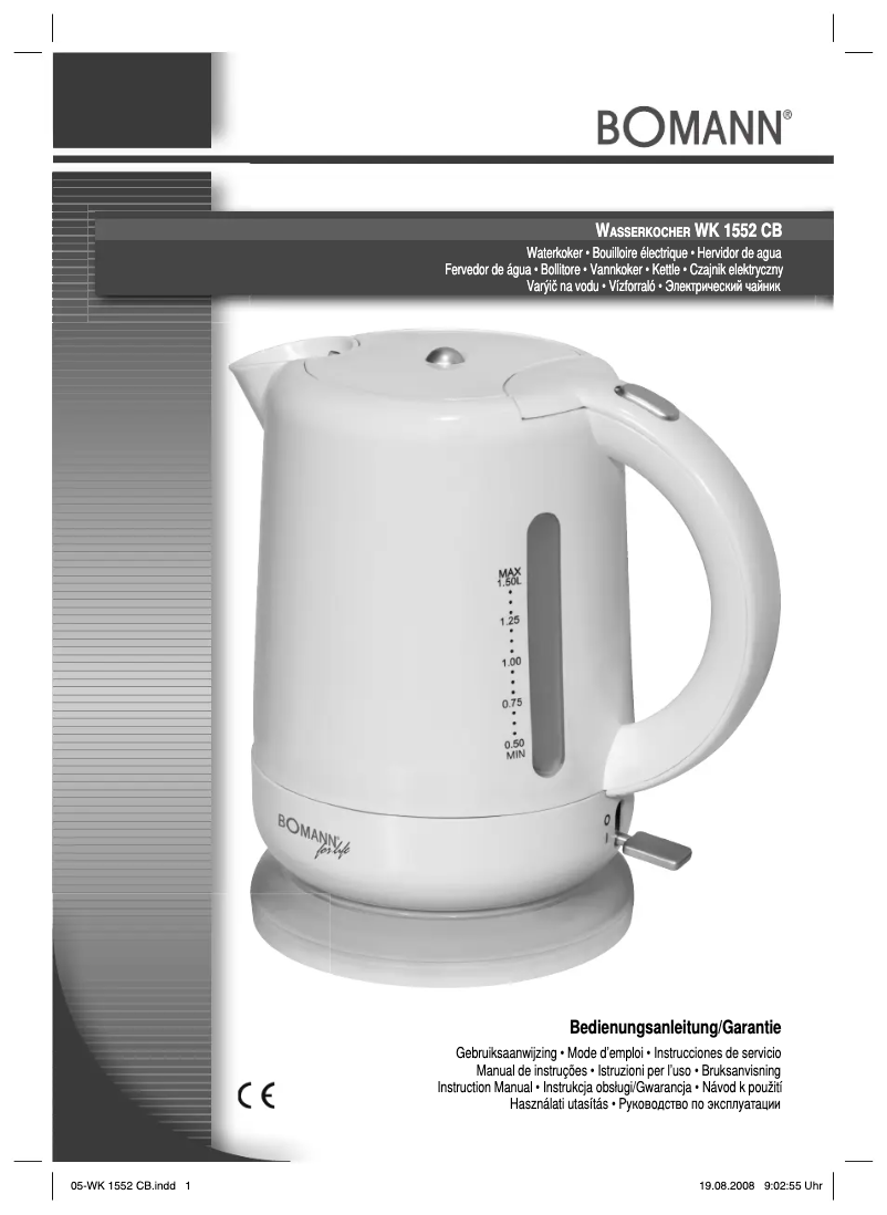 Page 1 of the manual User Manual Bomann WK 1552 CB