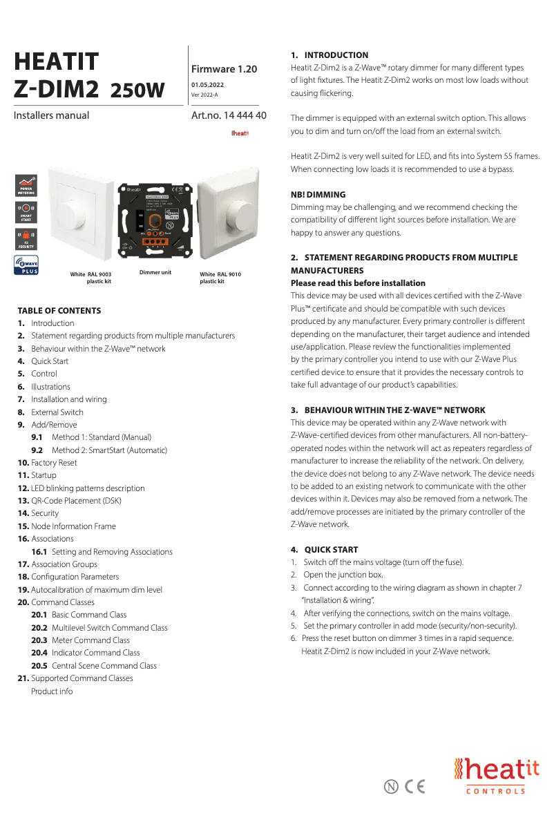 First page image of the manual for Z-Dim2