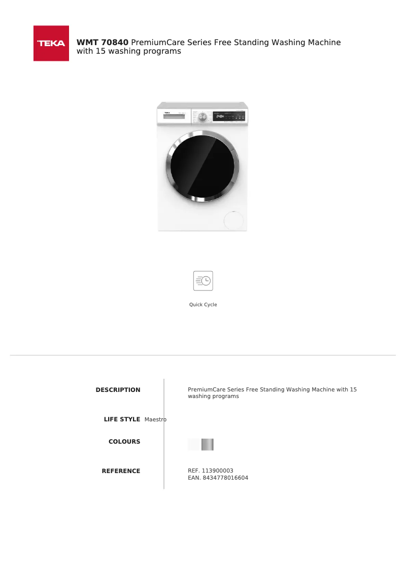 First page image of the manual for WMT 70840