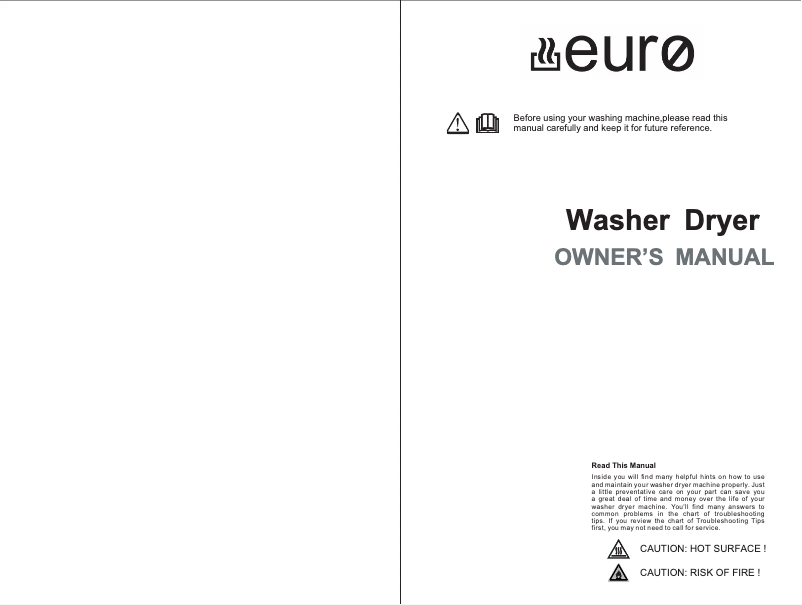 Page 1 of the manual User Manual Euro Appliances EFWD735W