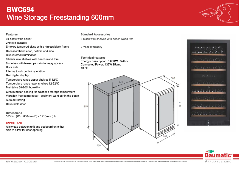 First page image of the manual for BWC694