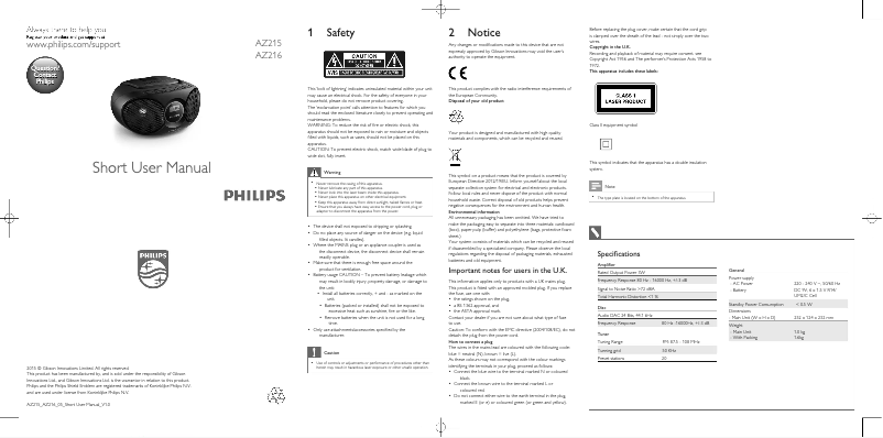 First page image of the manual for AZ215C