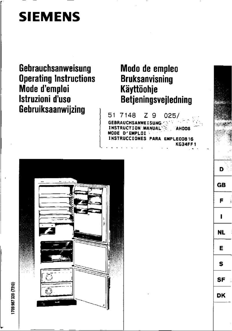 Page 1 of the manual User Manual Siemens KG33F02