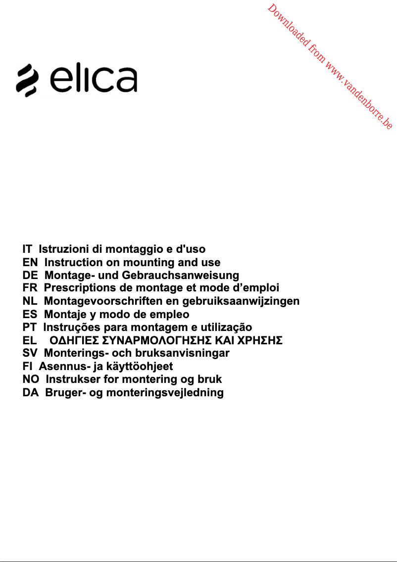 Page 1 of the manual User Manual Elica Bio
