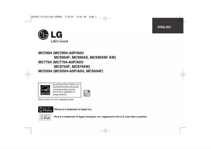 Page 1 of the manual User Manual LG MCD504