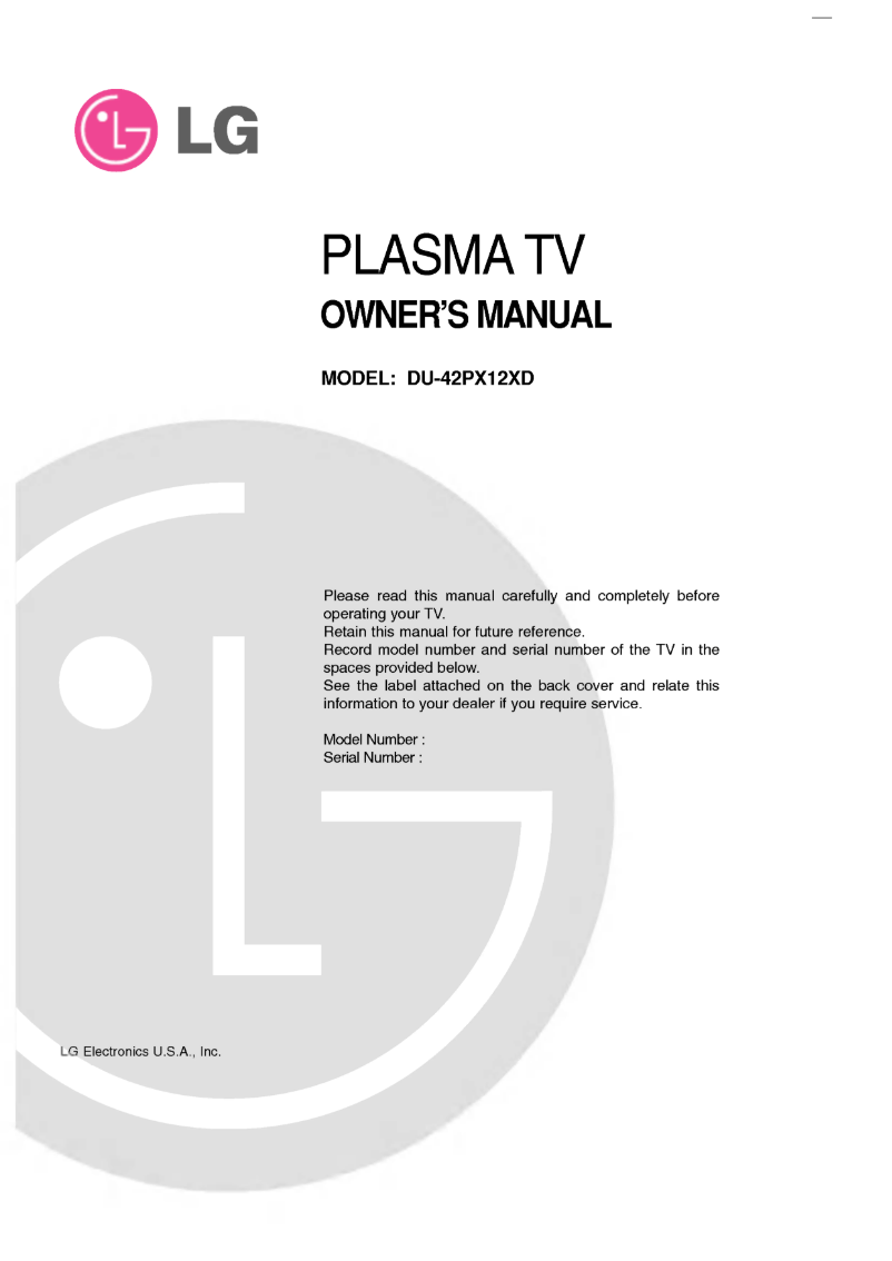 First page image of the manual for DU-42PX12XD