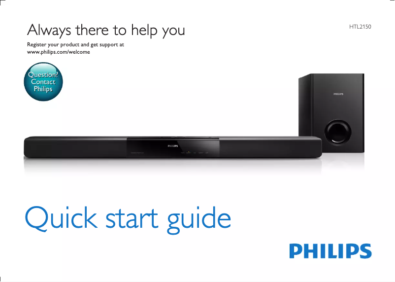 Page 1 of the manual Quick Start Guide Philips HTL2150