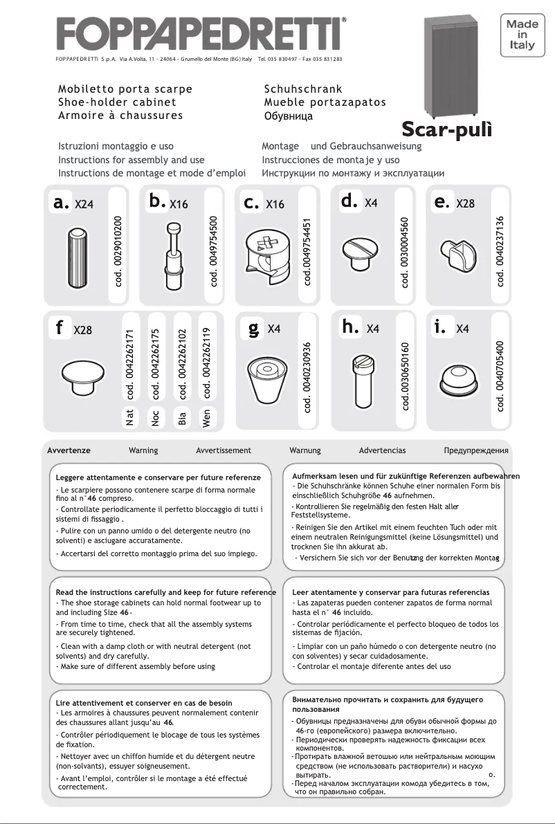 First page image of the manual for Scar-pulì