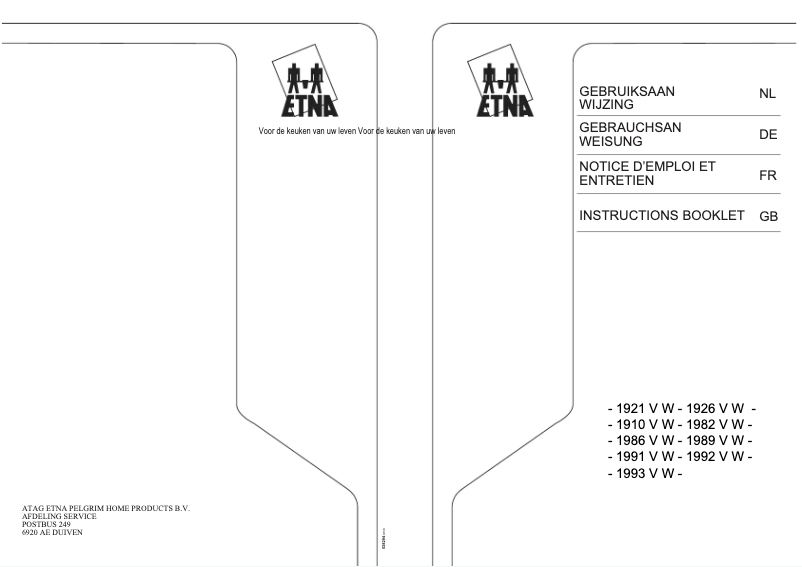First page image of the manual for 1921BRCA