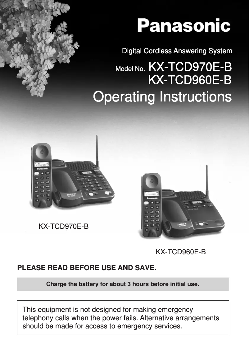 First page image of the manual for KX-TCD970