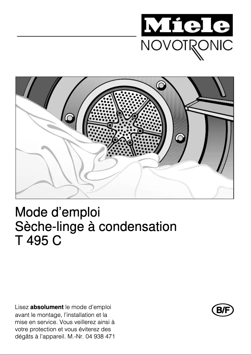 Page 1 of the manual User Manual Miele Novotronic T 495 C
