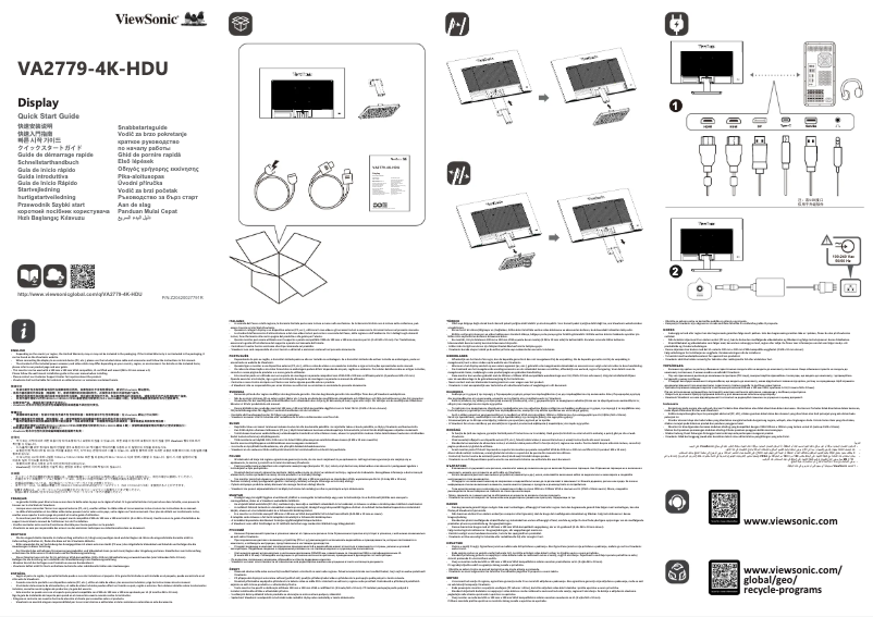 Page 1 de la notice Manuel utilisateur Viewsonic VA2779-4K-HDU