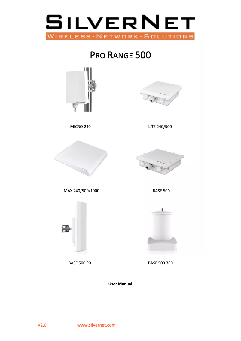 Page 1 of the manual User Manual SilverNet MAX 500