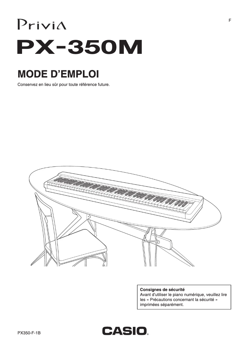 Image de la première page du manuel de l'appareil Privia PX-350M