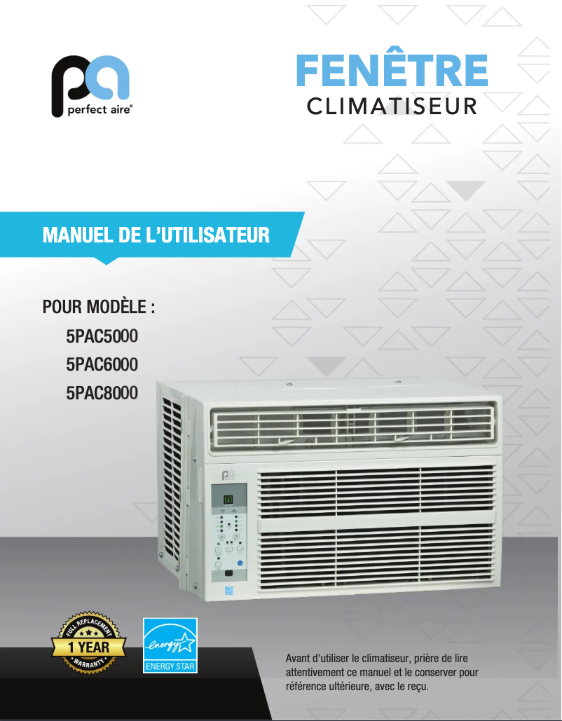 Page 1 of the manual User Manual Perfect Aire 5PAC5000