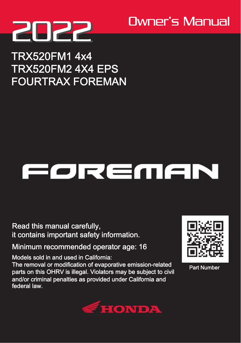 First page image of the manual for Foreman (2022)