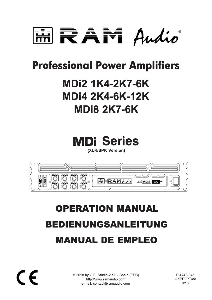 Page 1 of the manual User Manual Ram Audio MDi2-1K4 S/X
