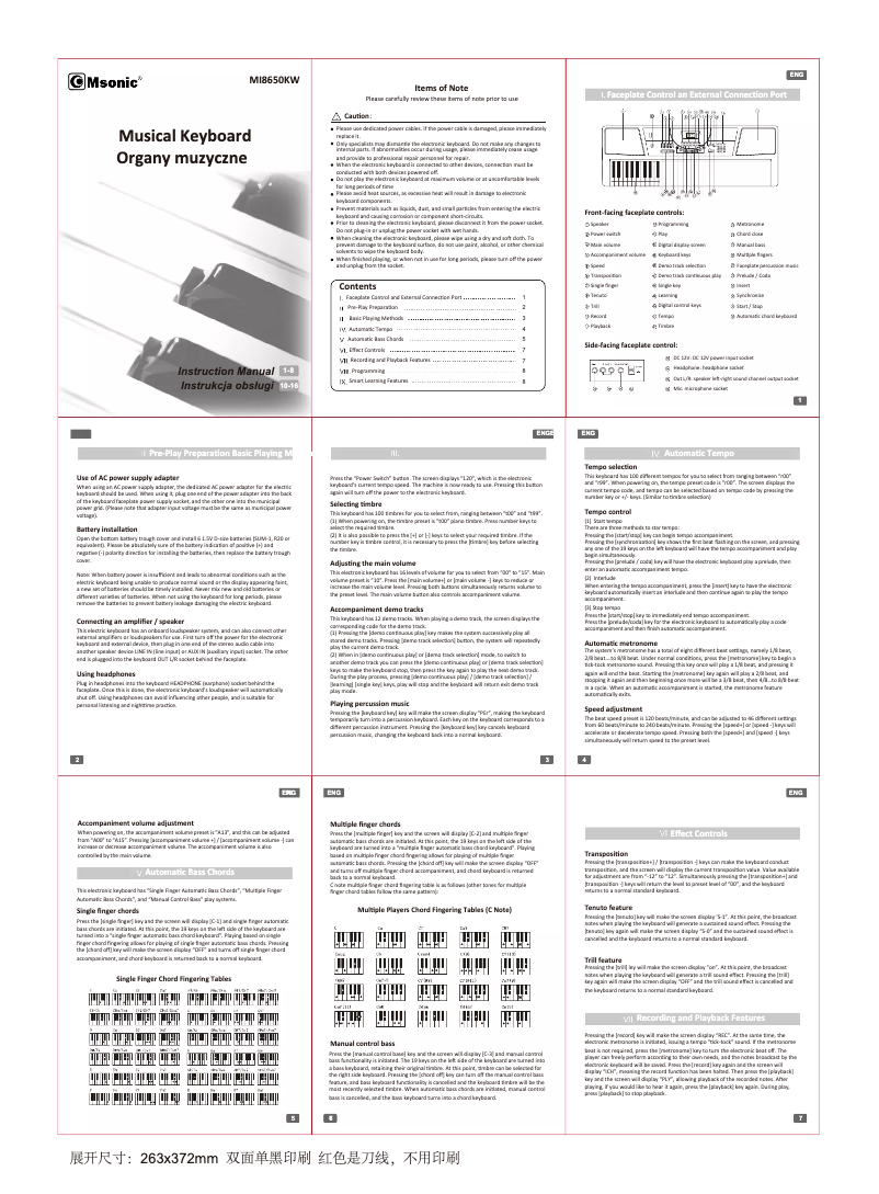 First page image of the manual for MI8650KW