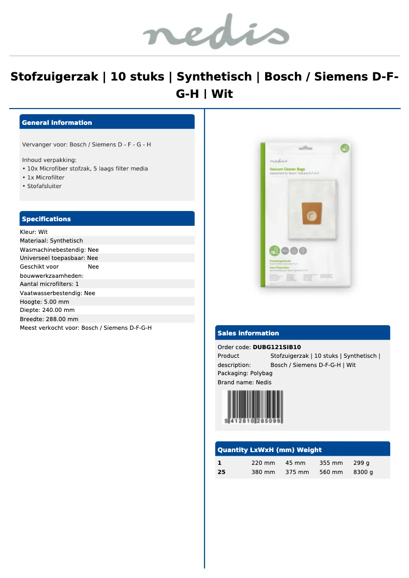 First page image of the manual for DUBG121SIB10