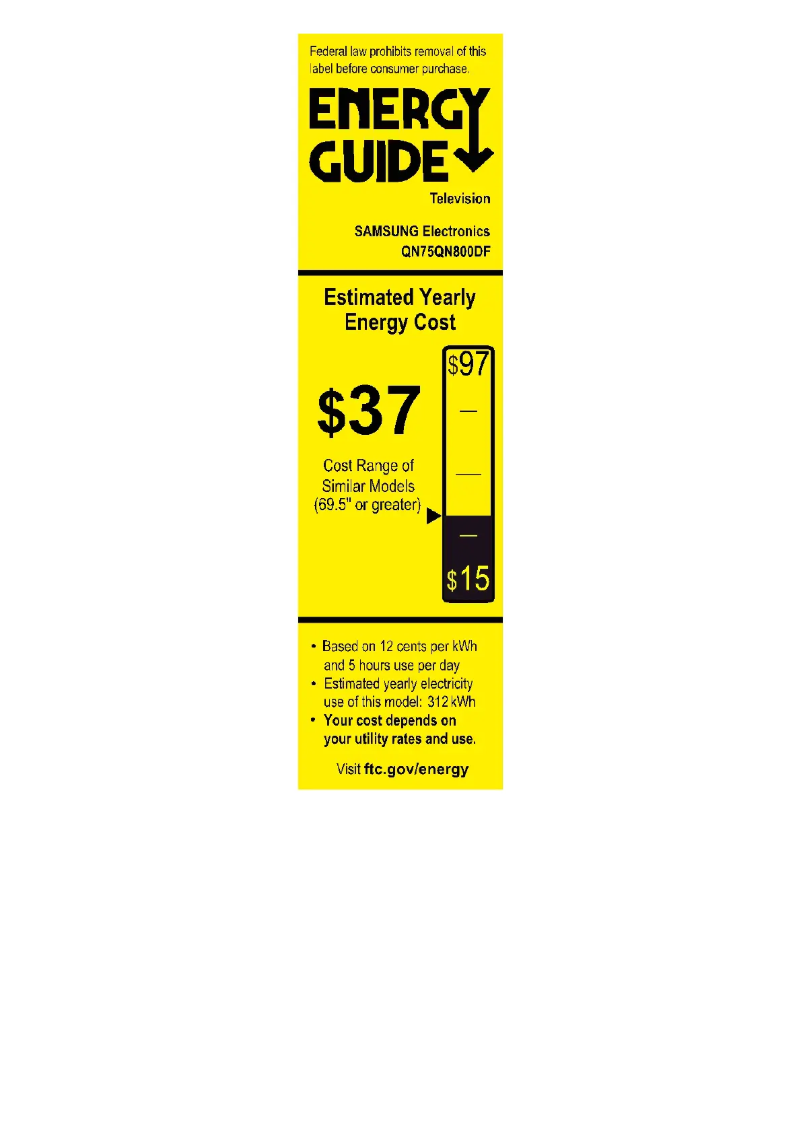 Page 1 of the manual Energy Label Samsung QN75QN800DF