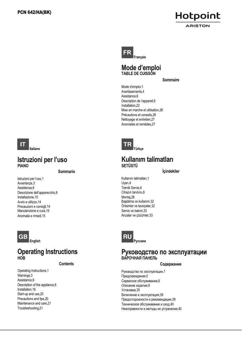 First page image of the manual for PCN 642 /HA(BK)
