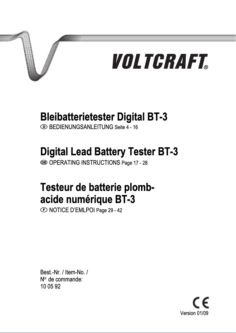 Page 1 of the manual User Manual Voltcraft BT-3