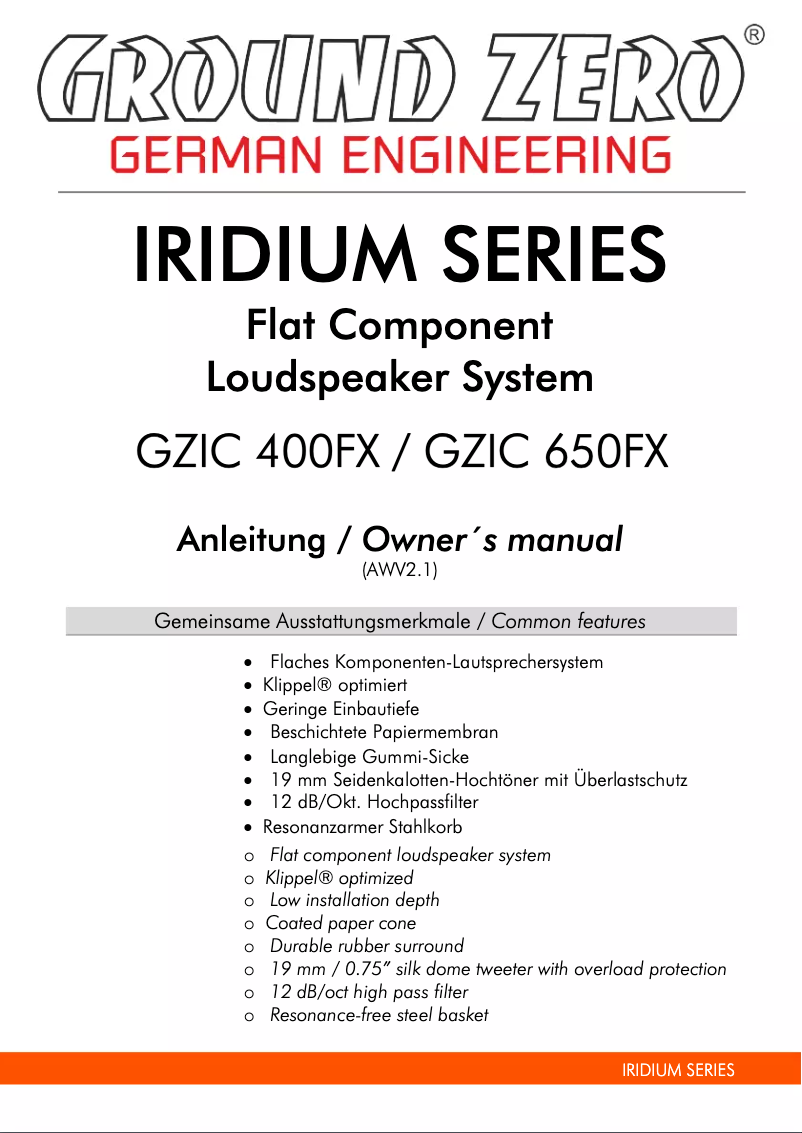 First page image of the manual for GZIC 650FX