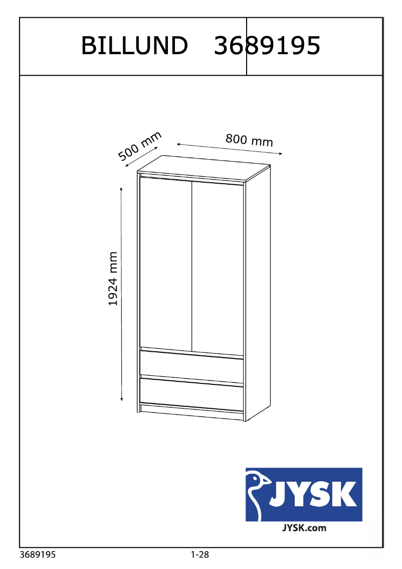 Page 1 of the manual User Manual JYSK Billund