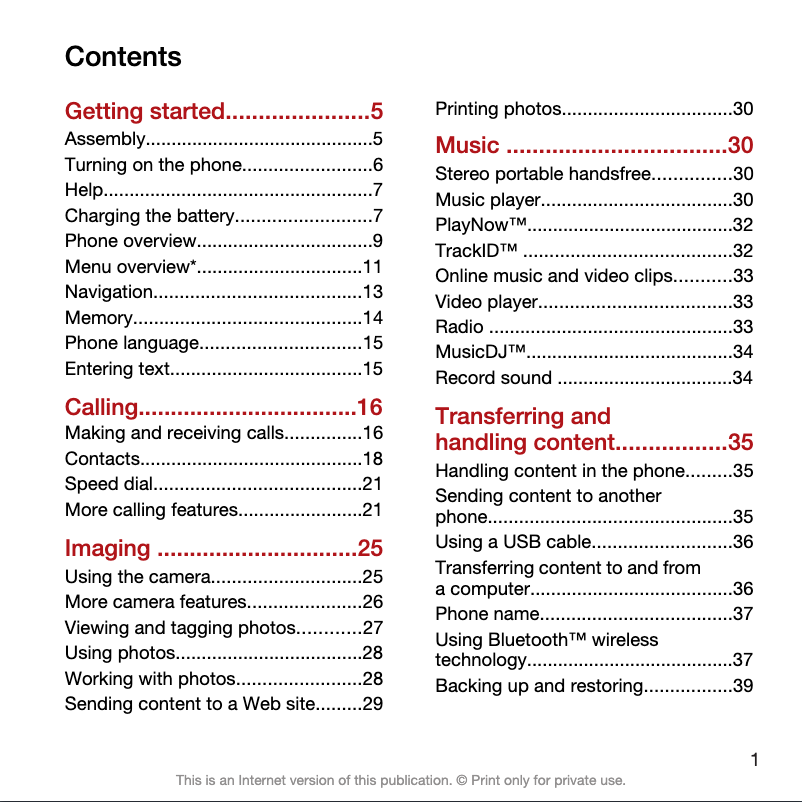 First page image of the manual for Ericsson T707