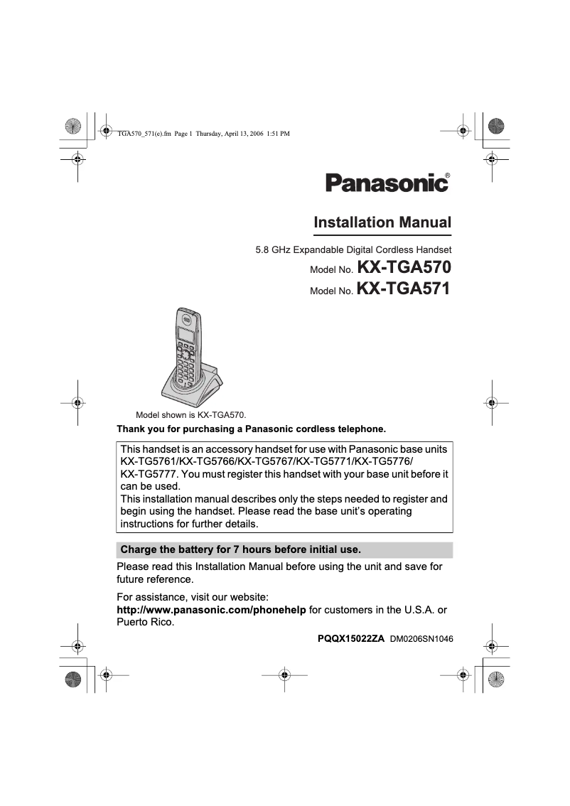 Page 1 of the manual User Manual Panasonic KX-TGA570