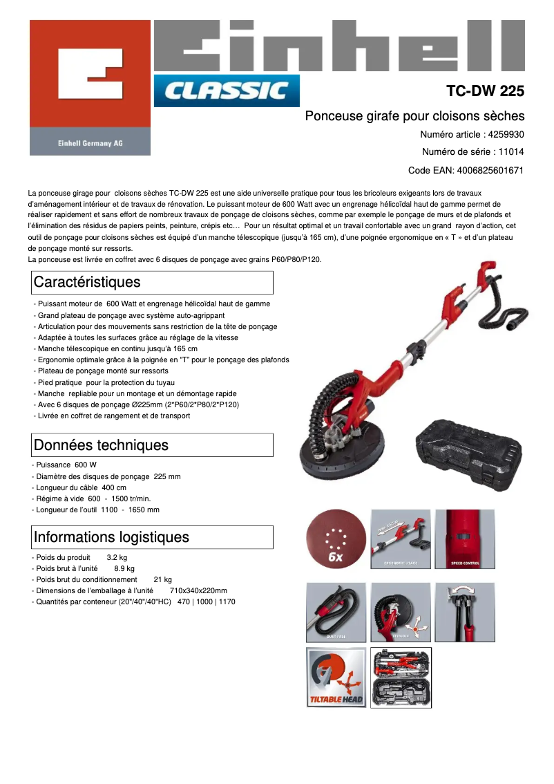 First page image of the manual for TC-DW 225