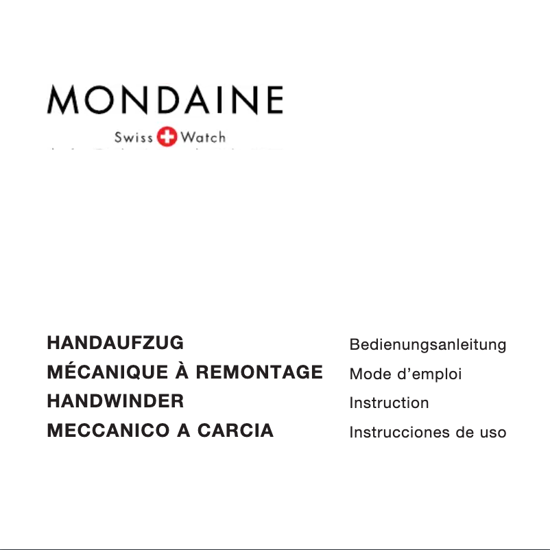Page 1 of the manual User Manual Mondaine Handwinder GGM.D053