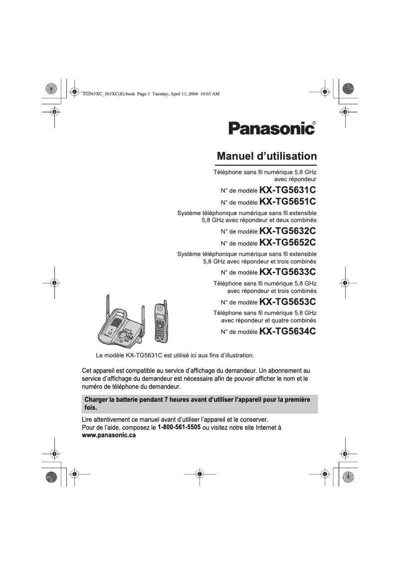Page 1 of the manual User Manual Panasonic KX-TG5633