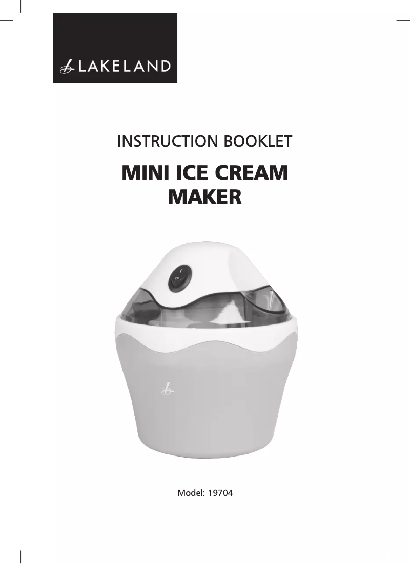 First page image of the manual for Mini Ice Cream Maker 19704